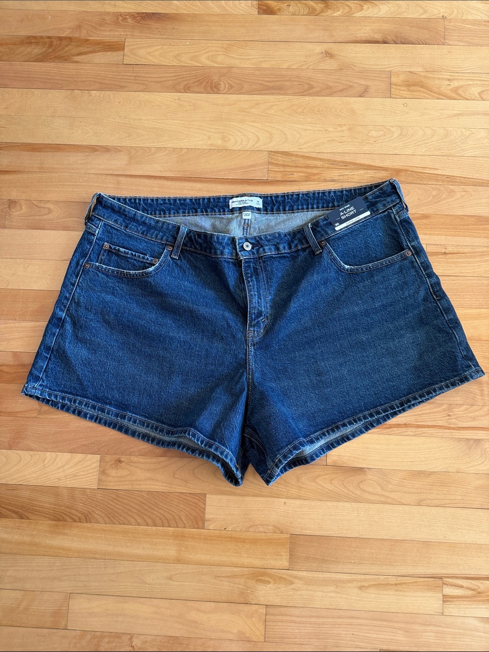 Abercrombie & Fitch Dark Blue Denim High-Rise Jean Shorts